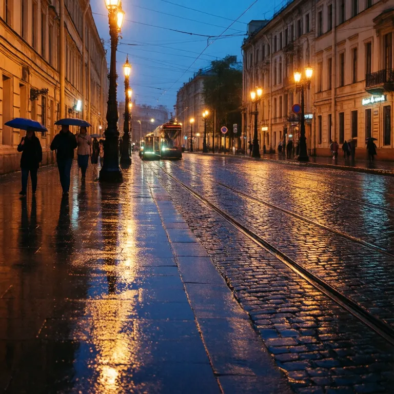 Вечерний Петербург после дождя — Qwen-Image 2512